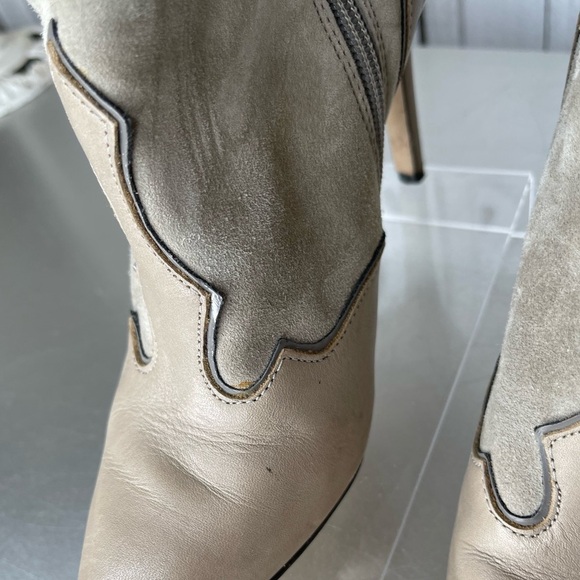 Sam Edelman Bradley Women's Cream Taupe Leather Suede Booties Size 6.5 - Picture 3 of 6